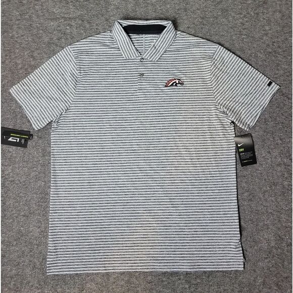 Nike x Tiger Woods Men's Gold Polo Short  Size L Gray White Striped Performance - Picture 1 of 14